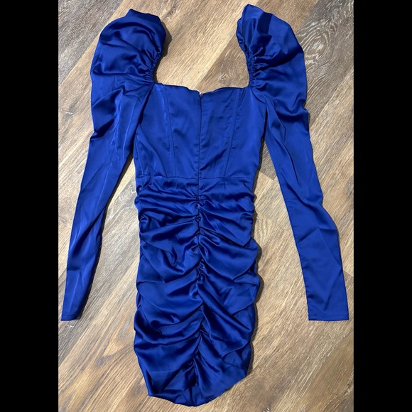 Oh Polly / Satin Blue Dress - Picture 3 of 4